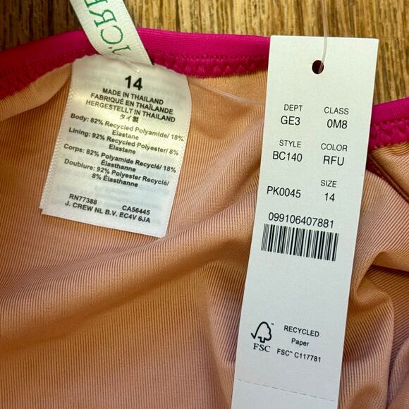 J. Crew Pink Ruched V-Neck One-Piece Size 14 - Picture 9 of 10